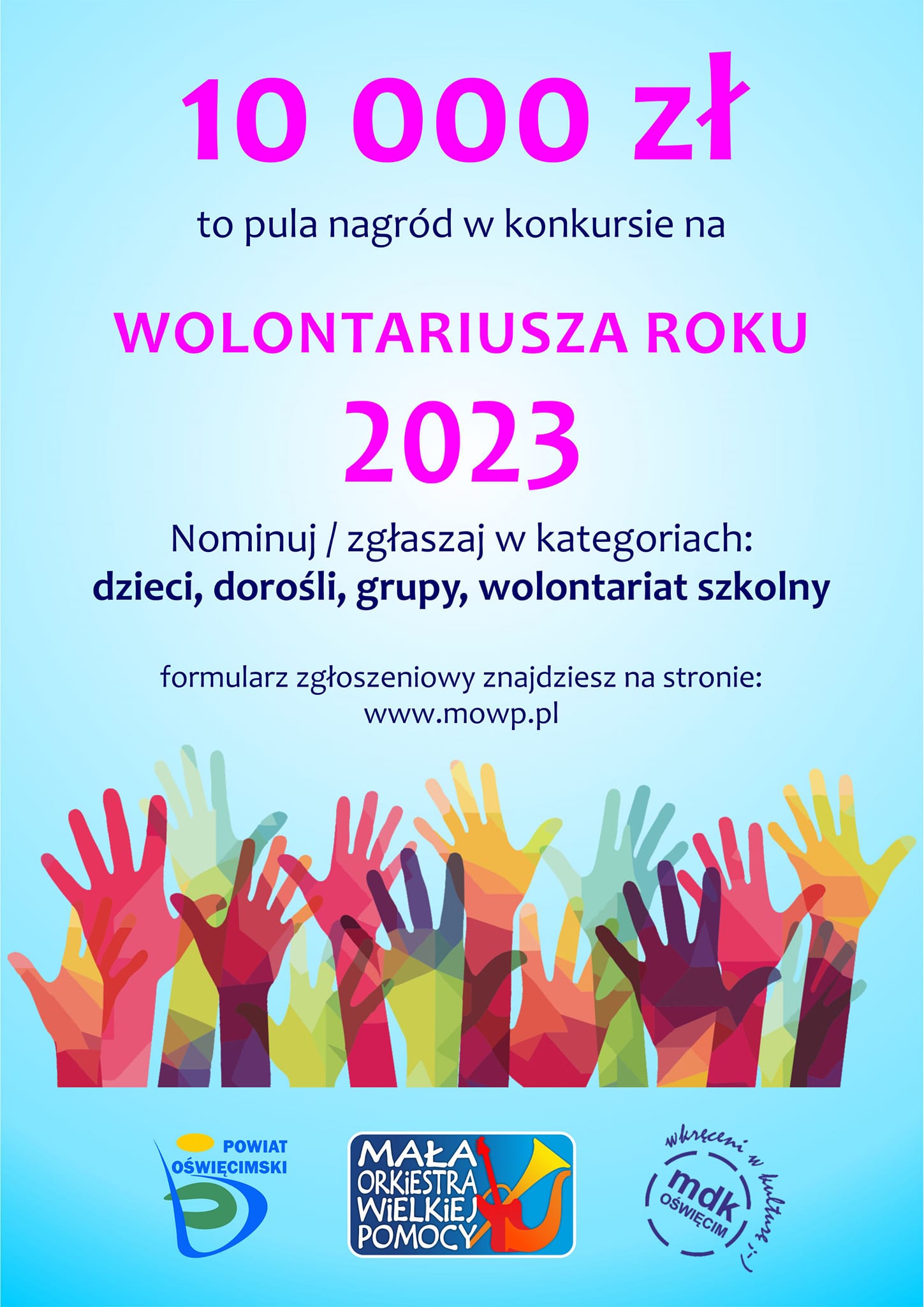 Grafika z informacją o konkursie Wolontariusz Roku 2023