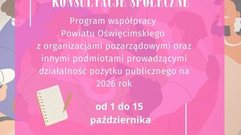 Obraz główny aktualności o tytule Konsultacje w sprawie współpracy Powiatu z NGO 